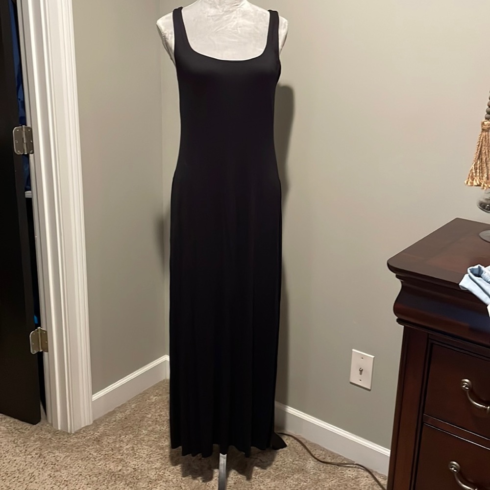 Soma black net maxi dress with removable pads and shelf bra
